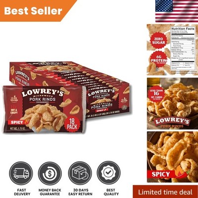 Low-Carb Hot & Spicy Pork Rinds - Crispy Chicharrones, 1.75oz, 18 Packs