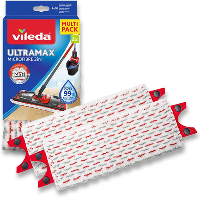 Vileda Ultramax Power Ersatzbezüge Doppelpack | Mikrofaser Wischmopp-Bezug Für A