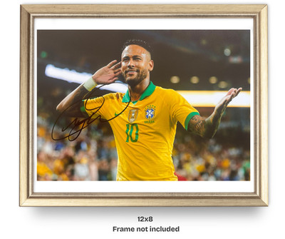Neymar JR Hand Signed Iconic #10 Brazil World Cup 12x8 Retro Photo, COA / PSA QO