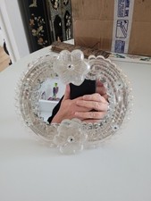 MURANO Petit  miroir en verre de Venise transparent Fond bois 