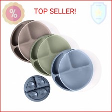 WeeSprout Suction Plates with Lids for Babies  Toddlers - 100 Silicone, Dinner