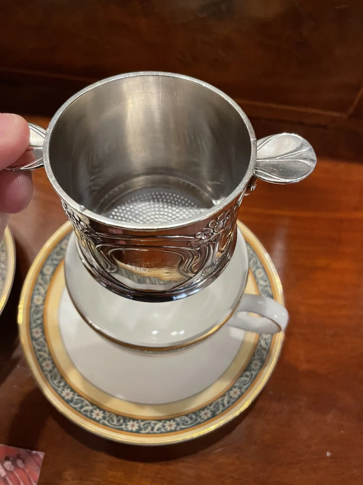 COLADOR DE TÉ RARO COLECCIONABLE ELEGANTE ART NOUVEAU CHRISTOFLE GALLIA MANGO PLATEADO Foto 2 de 4