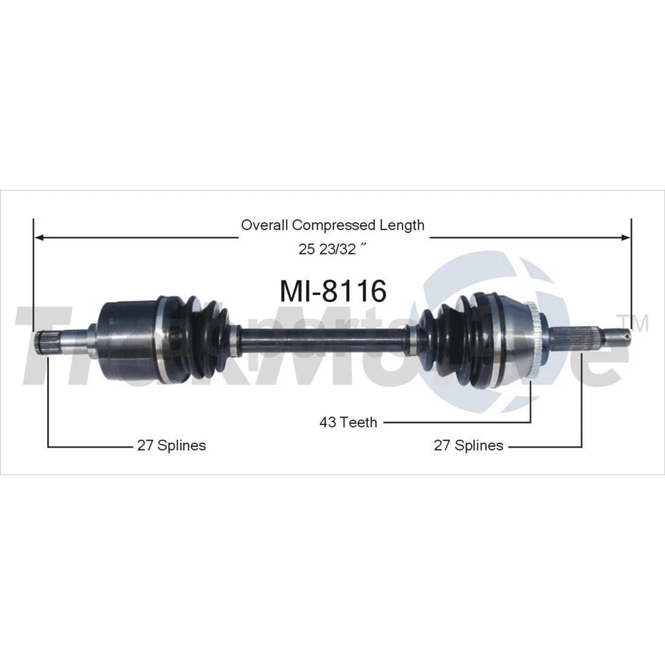 2 Front TrakMotive CV Axle Joint Shaft For Mitsubishi Diamante 2001 2000 1998 - Image 2 of 3