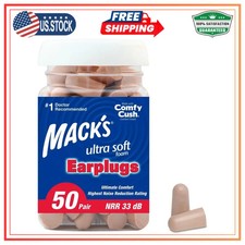 Macks Ultra Soft Foam Earplugs 50 Pair 33dB NRR Highest Protection Made in USA