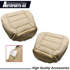 Front Bottom Leather Seat Cover Tan For 2001-2003 Ford F150 Lariat 2WD Crew Cab