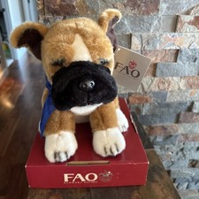 FAO Schwarz Blue Ribbon Boxer Plush Stuffed Toy With Tags