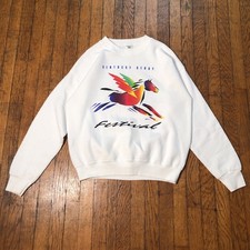 Vintage 90s Kentucky Derby Crewneck Sweatshirt Sz M White Art Horse Made In USA