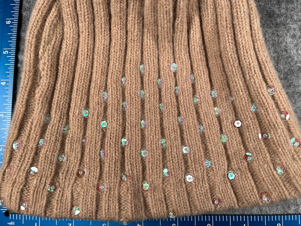 GMA Accessories Beanie Toque Women One Size Beige Knit Wool Blend Sequin Ski - Image 2 of 4