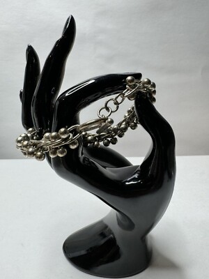 Sterling Silber DNA abgestuft Perlen Kugel Link Knebel Armband
