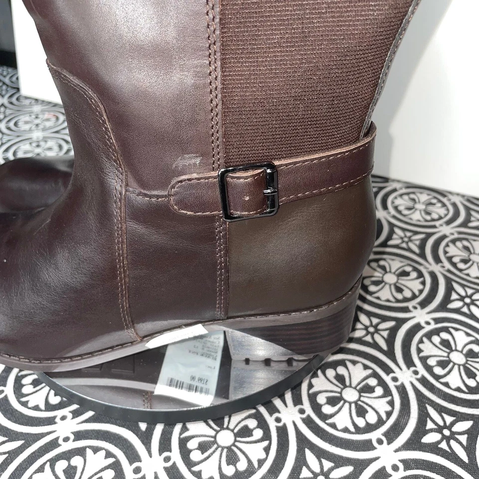 Bota Feminina Easy Spirit Chaza Joelho Alto, Couro Marrom Escuro, 7,5 de Largura - Imagem 3 de 4