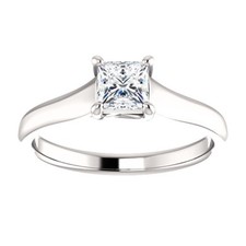 0.50 Carat Ideal Cut Princess Diamond Solitaire Ring in 14k Gold 