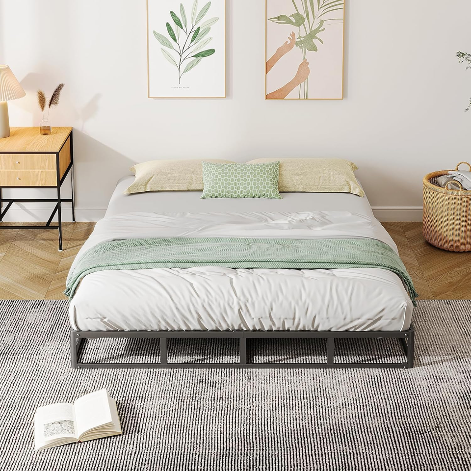 Queen Bed Box Spring 5 Inch High, Low Metal Bed Frame with RoundCorner