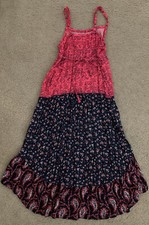 Justice Pink Floral Longer Back Adjustable Straps Tie Back Girls Dress SZ 10 EUC