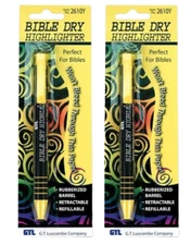 G.T. Luscombe Bible Dry Highlighter Lot/2 Refillable Retractable Yellow Church