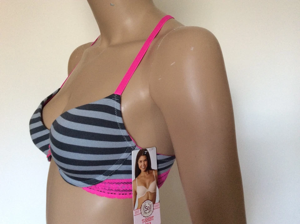 Camiseta SO Bra Convertible 020 Gris Rayas SI381004B Talla 34A, 34B, 34C Foto 2 de 4