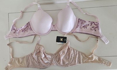 2 Wacoal Bras Size 34C 855107 NWT Nude & 853340 Pink Padded Adjustable Straps