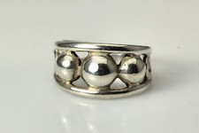 925 Sterling Silver Size 8 Fancy Beaded Band 7.3 Grams RIN5951 