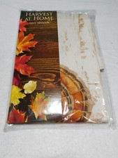 Harvest at Home Fabric Oblong Tablecloth Turkey Thanksgiving New in Pkg 52x70