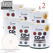 1200-Pack SmartBuy CD-R 52X 700MB/80Min White Thermal Hub Printable Record Disc