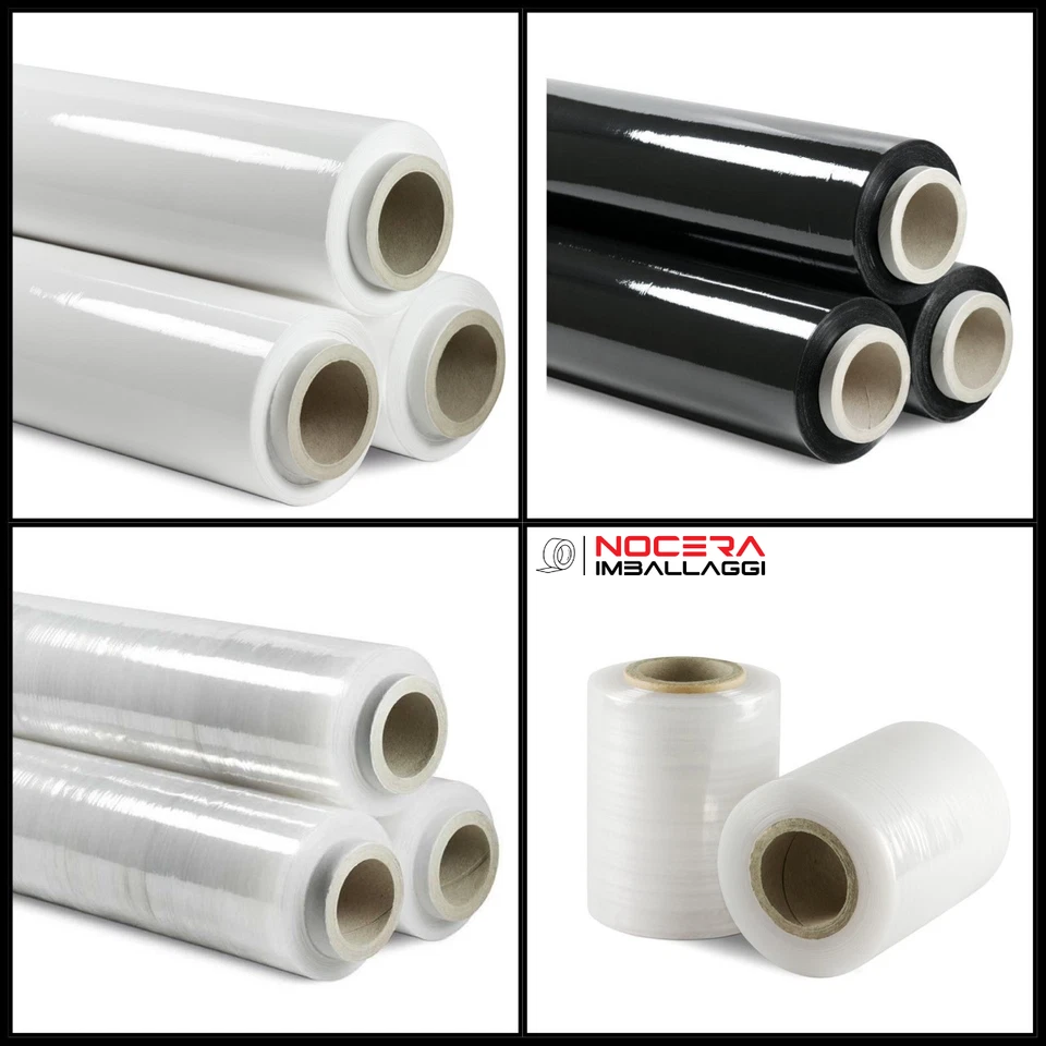 FILM ESTENSIBILE BIANCO/NERO/TRASPARENTE 2.4KG, MINI BOBINE DA 300G, IMBALLAGGIO