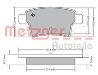 Metzger 1170264 Bremsbelagsatz, Scheibenbremse FüR CitroËN
