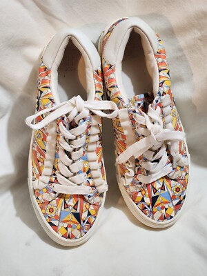 Tory Burch Sport Psychedelic GEO Ruffle Leather Lace Up - Main Image