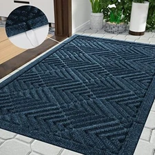  Door Mat Outdoor Entrance with Water Freeing Port, Heavy 29.5x17 Inch Mix Blue