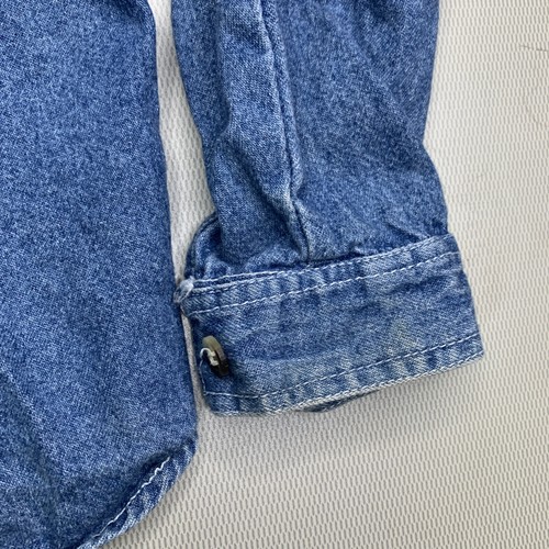 Green Bay Packers Vintage 90s Denim Long Sleeve Shirt Kids Sz 7 Blue - Picture 2 of 9