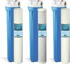 BLUONICS Whole House Water Filter Purifier Sediment & CTO Carbon 3 High Flow 20"