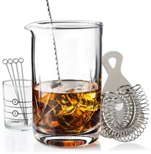 Cocktail Mixing Glass, Old Fashioned Kit, Large 24 oz Crystal Cocktail Mixer ...