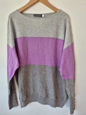 Mint Velvet Cashmere Jumper Bat Wing Knit Size S Relaxed Fit Grey/Lilac