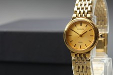 Vintage Near MINT Seiko Exceline 7321-0710 Gold SGP Round Quartz Women's Watch