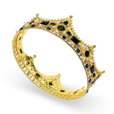 King Crown for Men - Crystal Vintage Baroque Black Tiara Evil Luxury
