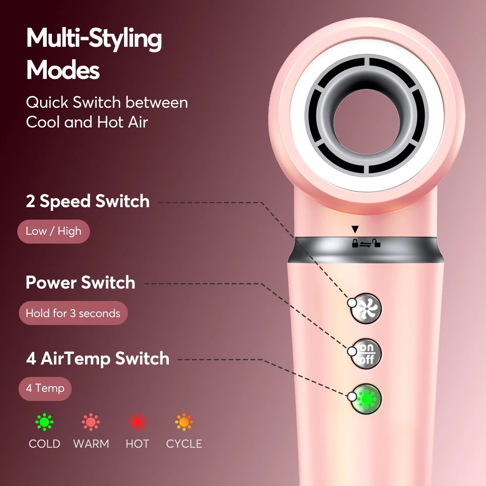 Professional 5-in-1 Hair Styling Tool Set Dryer Brush Curler Straightener alternate view 5