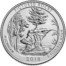 2018 America The Beautiful $ Quarter Dollar Pictured Rocks (MI) P BUNC coin