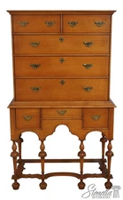 L70424: BAKER Tiger Maple William & Mary Highboy Chest Of Drawers