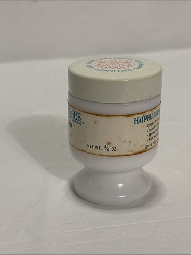 VINTAGE HAPPY FACE FACIAL WASHING CREAM MILKGLASS JAR Antique Rare. Free Sample - Picture 2 of 6