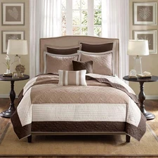 Madison Park Attingham Full/Queen 7-PC Coverlet Set in Beige Lightweight NWT