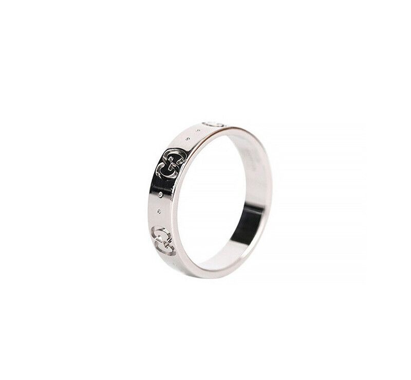 Gucci Icon Ring 18K White Gold 4mm Size 8 - SKU 7241778007