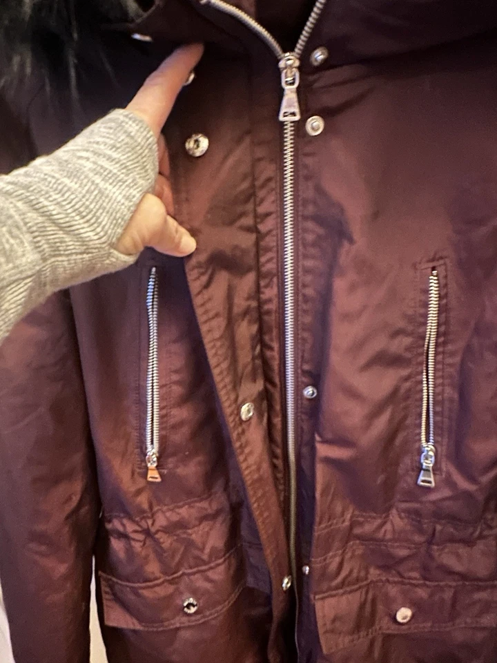 Parka mediana EXPRESS 3 en 1 piel sintética leopardo de las nieves capucha/forro extraíble Foto 3 de 4