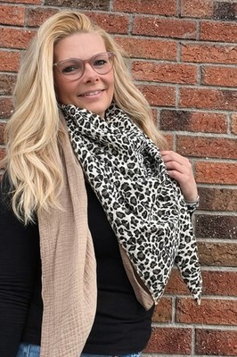 XXL Musselintuch Leo und Beige 100% Wolle