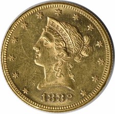 1882 $10 Gold Liberty Head BU Uncertified #303