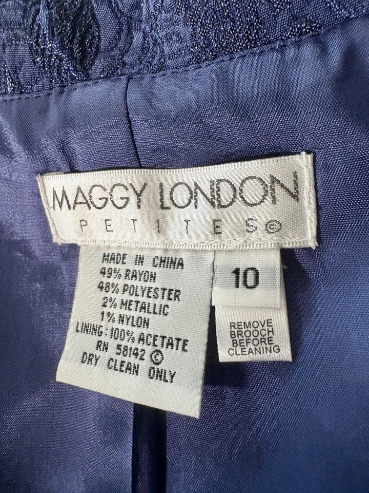 Traje Falda Maggy London 2 Piezas Talla 10 P Pecho Único Brocado Metálico Coqueta Foto 2 de 4