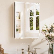 14 x 18 Medicine Cabinet W/ Tempered Beveled Mirror Silver Aluminum Cabinet DTC