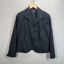 Lafayette 148 Black Pinstripe Blazer Career Business Stretch Wool Womens 14