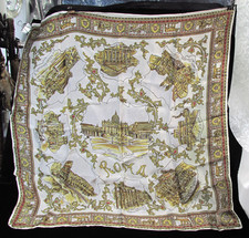 Vintage Souvenir SCARF Roma Piazza S. Pietro Design Made in Italy 26" x 26"