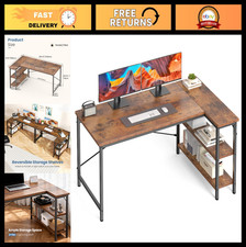 L Shaped Gaming Desk 55" with Shelves | Home Office PC Table, Reversible Corner