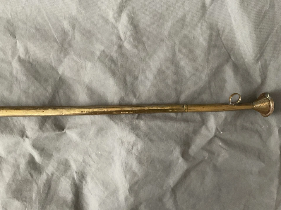 Ancien long instrument de musique nafir sorte de buisine trompette en laiton - Photo 4/4