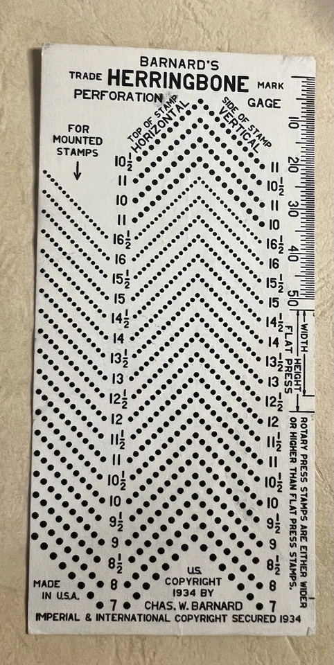 老式1934年巴纳德人字形穿孔规安装邮票 — 第 2/2 张图片