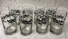 8 J. Scott Horses Vintage MCM Libby 5” Highballs Black Gold